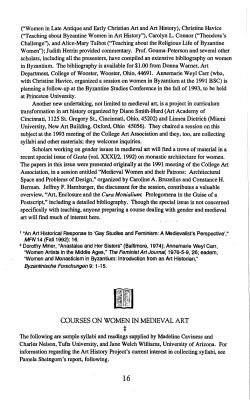 A Course on "Women in Medieval Art and Literature"