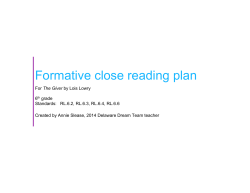 Formative Close Reading Plan for Chapter 9