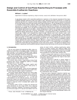 Design and Control of Gas-Phase Reactor/Recycle Processes with