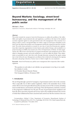 Beyond Markets: Sociology, streetlevel bureaucracy, and the