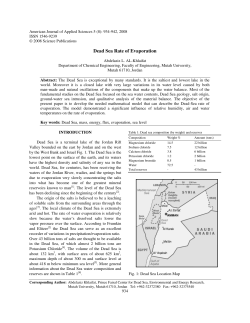 Dead Sea Rate of Evaporation