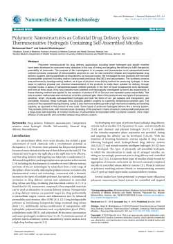 Polymeric Nanostructures as Colloidal Drug Delivery Systems
