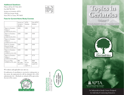 Topics in Geriatrics - Academy of Geriatric Physical Therapy