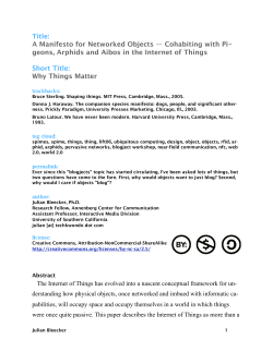 A Manifesto for Networked Objects