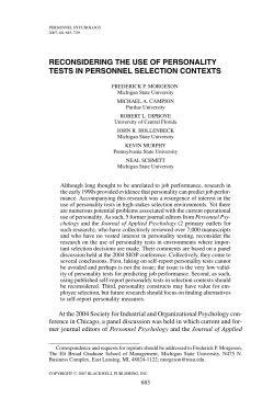 reconsidering the use of personality tests