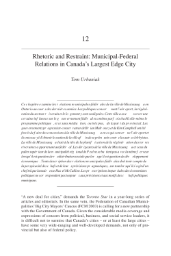 Municipal-Federal Relations in Canada`s Largest Edge City