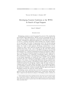 Developing Country Coalitions at the WTO