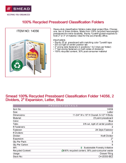 100% Recycled Pressboard Classification Folders Smead 100