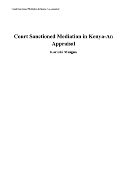 Court Sanctioned Mediation in Kenya-An Appraisal