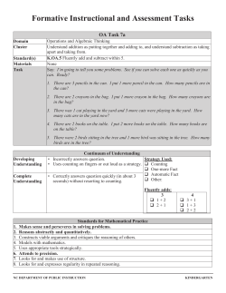 Formative Instructional and Assessment Tasks