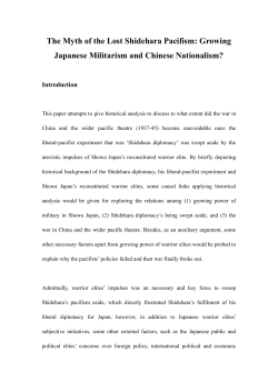 The Myth of the Lost Shidehara Pacifism: Growing Japanese