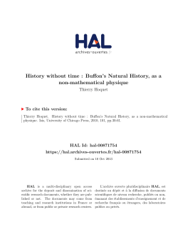 History without time : Buffon`s Natural History, as a non - HAL
