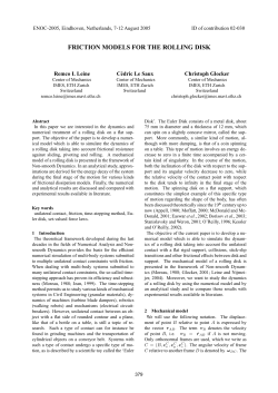 FRICTION MODELS FOR THE ROLLING DISK