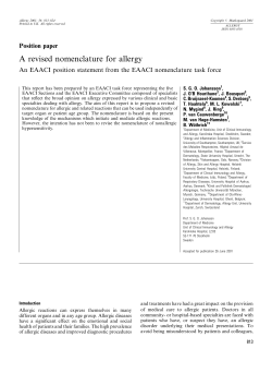 A revised nomenclature for allergy