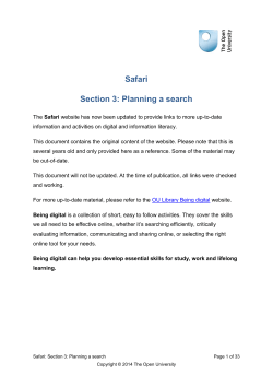 Planning a search - The Open University