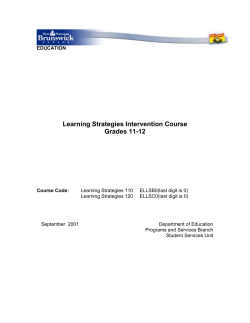 Learning Strategies Intervention Course Grades 11-12