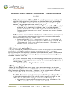 Non-Generator Resources - Regulation Energy