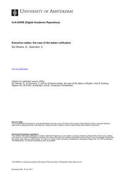 the case of the Italian unification De Oliveira, G - UvA-DARE