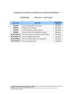 Packaging of Competency Standards for National Qualifications