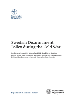 Swedish Disarmament Policy during the Cold War