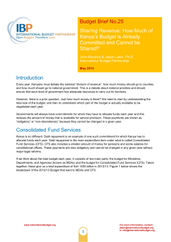 Introduction Consolidated Fund Services Budget Brief No.25