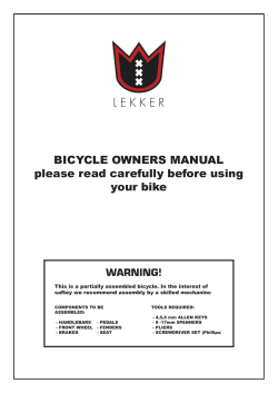 BICYCLE OWNERS MANUAL please read carefully