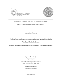 Finding America: Issues of Acculturation and Assimilation in the