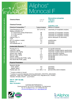 Chemical Name Chemical Formula CAS No EC No Monocalcium