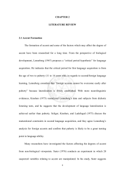 CHAPTER 2 LITERATURE REVIEW 2.1 Accent Formation The