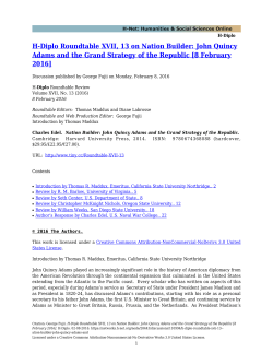 H-Diplo Roundtable XVII, 13 on Nation Builder: John Quincy Adams