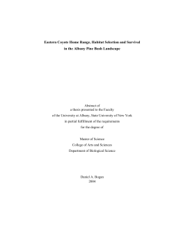 Eastern Coyote Home Range, Habitat Selection and