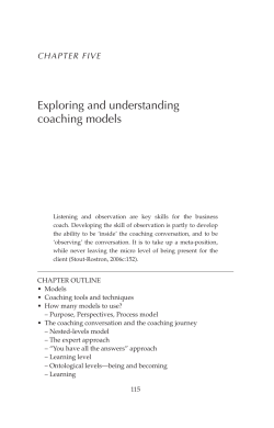 Exploring and understanding coaching models