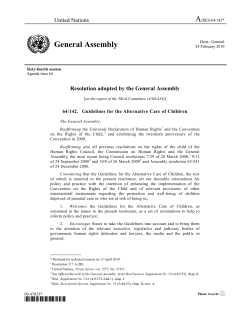 Guidelines for the Alternative Care of Children