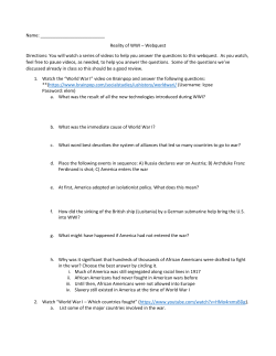 Reality of WWI &ndash; Webquest
