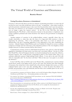 Heuser 11 avril 2016 War Games and Deterrence