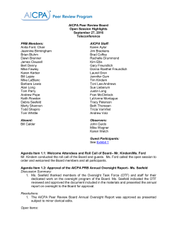 Highlights from the September 27, 2016 Open Session