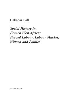 Social History in French West Africa: Forced Labor, Labor Market