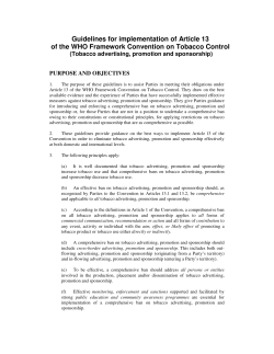 Guidelines for implementation of Article 13 of the WHO Framework