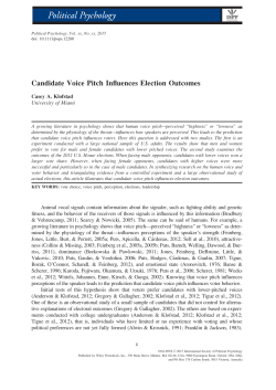 Candidate Voice Pitch Influences Election Outcomes