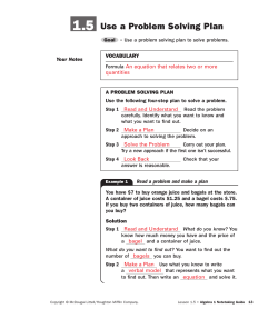 1.5 Use a Problem Solving Plan
