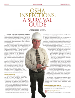 OSHA Inspections: A Survivial Guide