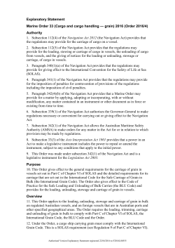 Explanatory Statement Marine Order 33