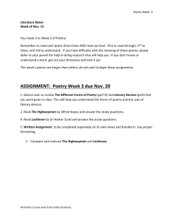 ASSIGNMENT: Poetry Week 3 due Nov. 20