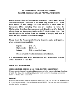 Pre Admission English Assessment SAMPLE