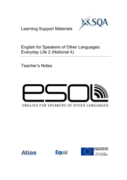 Learning Support Materials English for Speakers of Other