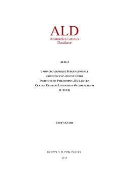 Aristoteles Latinus Database - BREPOLiS
