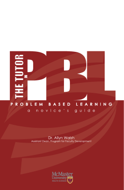 The Tutor in PBL - McMaster University`s Faculty of Health Sciences