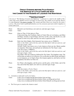 Lazarus Saturday Compline