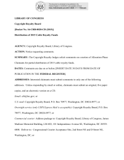 LIBRARY OF CONGRESS Copyright Royalty Board [Docket No. 16