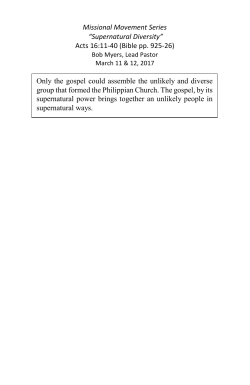 Missional Movement Series &ldquo;Supernatural Diversity&rdquo; Acts 16:11